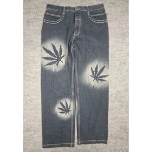 Vintage MUKA Baggy Jeans Men's 38 x 32 (FITS 36 x 32) Weed Graphic 100% Cotton